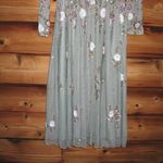 Mac Duggal 5716 Womens Green Sequined Floral Long Sleeve High Neck Midi Dress Photo 8