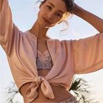 Anthropologie Hei Hei by Anthro. Tie-Front Zip Up Jacket Pink Sz Small Photo 0