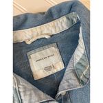 American Eagle NWOT Mix Denim Plaid Contrast Button Shirt Blue & Cream Size XS Photo 7