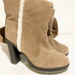 Kelsi Dagger  Size 9.5 Light Brown Suede Faux Shearling Lined Knee-High Heel Boot Photo 2