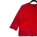 Talbots Petites Red Textured 3/4 Sleeve Collarless Blazer Jacket Classic 14P Photo 3