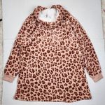 Juicy Couture  Sequins Fleece Hoodie Leopard Sherpa Tunic Animal Print Top L/XL Photo 4