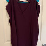 Liberty Love Liberty‎ Love Cold Shoulder Top V-Neck Casual Blouse Flowy Burgundy 1XL Photo 0