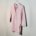 Vince Pink White Pinstripe Striped Cotton Poplin Tunic Blouse Shirt Top Size XS Photo 3