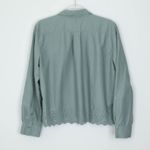 Loft Womens Green Button Down Shirt Eyelet Embroidered Hem Size L Cottagecore Photo 5