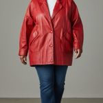 wilson's leather *Vintage 80's  Coat Womens L Red Oversized Bomber New Wave Punk Photo 0