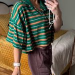 Urban Outfitters  Preston boxy cropped striped polo large green stripe Photo 7