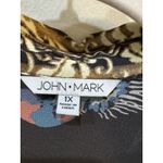 John Mark  Mix Print Patched Button Front Tunic Blouse Top Size 1X Roll Tab Photo 7