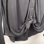a.n.a Black Ribbed Long Sleeve Button Front Tie Waist Top From  New S Photo 2