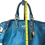 Coach Vintage  Madison Turquoise Leather Satchel Rear Zipper Pocket Bag 12935 Photo 8