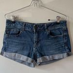 SO  by Kohl's Shortie Style Medium Blue Wash Cuffed Leg Denim Jean Shorts Size 7 Photo 0