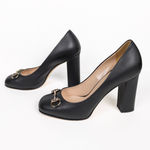Gucci Black Miro Soft Horsebit Pumps Block Heel Square Toe Womens EU 37.5 US 7.5 Photo 5
