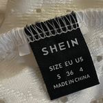 SheIn White Eyelet Flare Sleeve Crop Top Photo 5