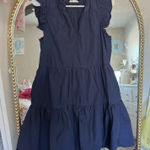 A loves A A love A Navy blue mini A-line dress with ruffles and pockets #bluedress #dress #AloveA #minidress #navybluedress Photo 0