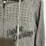 Harley Davidson  Studded Zip Up Hoodie Jacket Womens Small Grey Smokin Chicago Photo 1