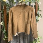 Love Stitch Faux SuedeFur Lined Drape Collar Asymmetrical Jacket Size Small Tan Photo 7