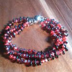 Indian Garnet and Seed Bead Triple Strand Magnetic Clasp Bracelet Photo 4