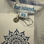 Blue Island Blue White Crochet Lace Trim Slit Short Sleeve Swim Coverup Size XS Photo 5