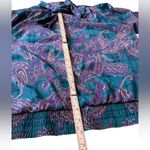 Alfred Dunner Satin Green Purple Paisley Print Bow Tie Blouse Vintage Size 8 EUC Photo 5