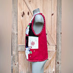 Vintage 90s White Stag Patchwork Sequin Glitter Christmas Sweater Vest~M~  Photo 4