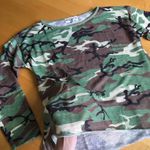 Wildfox  Semi-Sheer Knit Camouflage Lightweight Sweater, Green, Brown, Size S Photo 2