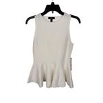 AQUA ‎ White Peplum Top Sleeveless Knit Tank Flared Hem Modern Size M Photo 3
