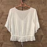 Patrons of Peace Women's White Flutter Sleeve Top, Size S, Cottage Photo 2