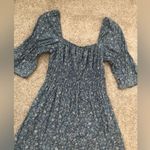 Topshop  floral puffy shirt sleeves mini denim dress, size 10, babydoll, Y2K Photo 5