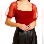 ASTR  the Label NWT Darling Sheer Puff Sleeve Bodysuit Photo 0