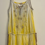 Free People Vintage Y2K  Top Sleeveless Tank Yellow Tie Dye Embroidered 6 Small Photo 0
