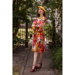 Trashy Diva Size 16 Flower Power Long Sleeve Stacia Dress Vintage 40s Pinup Photo 3