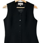 Vintage Casual Corner Black V Neck Button Front Vest Quiet Luxury Women Size 2 Photo 0