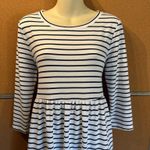 Crown & Ivy Belk Navy Blue White Striped 3/4 Sleeve Tiered Dress Size Small Photo 4
