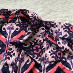 ⭐️ Navy & Pink Abstract Paisley Print Boho Festival Short Sleeve Top Size undefined Photo 3