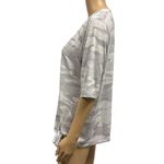 Democracy  Gray Camouflage V Neck Short Sleeve Bottom Tie Tee TShirt Womens Large Photo 2