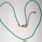 Blue Teal Green Seed Bead Beaded Dainty Flower Pendant Necklace Photo 3