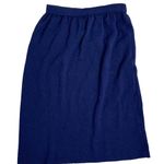 L.A.M.B. Adolfo Wool Blend Pencil Skirt M Navy Blue Elastic Waist Stretch Knit Photo 2