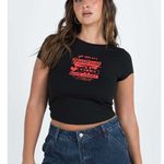 Princess Polly Heartbreak Baby Tee Women's Black Red Short Sleeve Crop T Shirt 2 Photo 0