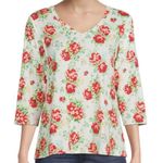 Pioneer Woman Women's Blouse 3/4 Sleeve V Neck Blouse Sweet Garden Floral Sz XL Photo 0