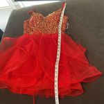 Women’s Red with Gold Sparkles Short Prom Party Dress Corset Back Size S NWT Red Photo 7