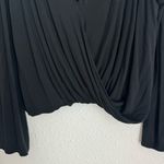 American Eagle soft and sexy black long bell sleeve v-neck drapey blouse, size S Photo 2