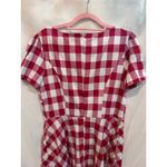 GOOBGS Red White Gingham Plaid Square Neck Puff Sleeve Fit Flare Dress XL Photo 8