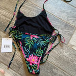 Betty Jade one piece swim suit black floral print High leg Sexy Beach size S NWT Photo 5