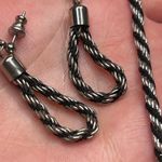 Trifari VTG  bracelet and earrings set silver tone black rope chain Photo 7