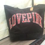 PINK - Victoria's Secret New VS PINK 2022 Black with Plaid Logo Weekender Tote Shoulder Bag Photo 6
