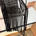 Festival Beach Crochet Black Coverup Western Boho Long Fringe Knot Open Knit Top Size M Photo 6