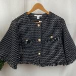 Anna & Ava Black & White Knit Cropped Long Sleeve Button Up Jacket Blazer NEW Size undefined Photo 0