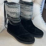 Toms  Black‎ Suede Boots with Blue Label Size 6.5 Photo 0