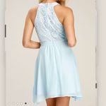 Lulus Lover's Game Baby Blue Lace Chiffon Halter Skater Dress XL Photo 3