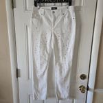 Chico's Chico’s So Slimming Ankle Jeans 0.5 US 6 White Rhinestone Pearl Embellished Stretch Photo 7